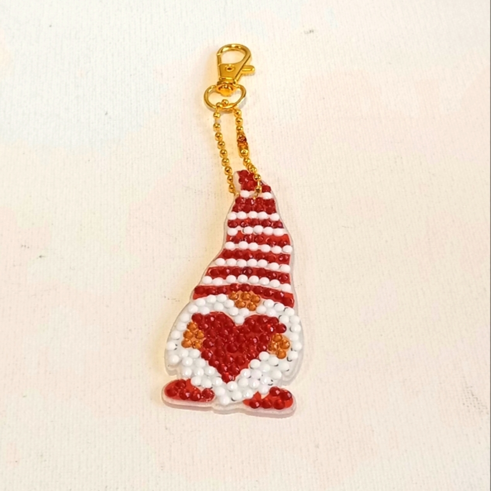 Blingy Red & White Gnome Keychain